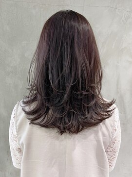 アルバム 渋谷パルコ(ALBUM) ワンカールレイヤー_チェリーブラウンフェミニンロング_ba384033