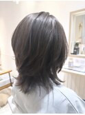 レイヤーカット×グレージュ