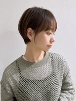 前髪あり耳掛け丸みくびれショートボブ20代30代40代50代（蘭）