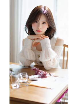 リンクミリ(Link mili) 小顔外ハネミディアムベージュ20代30代40代くびれミディ韓国ヘア