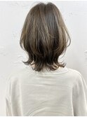 ひし形くびれウルフオフィスハイライトボブウルフ　ウルフカット