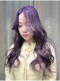 ラベンダーパープルトリプルカラーケアブリーチ韓国カラーロング