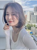 20代30代40代 レイヤーボブ 内巻き ベージュカラー 赤み消し