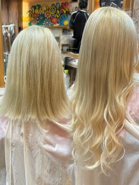 エルバイイエローコーン(ell by YELLOW CORN) 10代20代30代/シールエクステ/ギャル/ハイトーンロング/ブリーチ