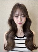 オリーブグレー/韓国レイヤーカット/マロンベージュ/黒髪/小顔