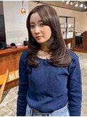 wカラーで透け感ラベンダーグレージュ