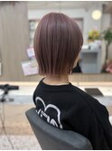 春っぽヘア◎ピンクベージュ×ぱつボブ