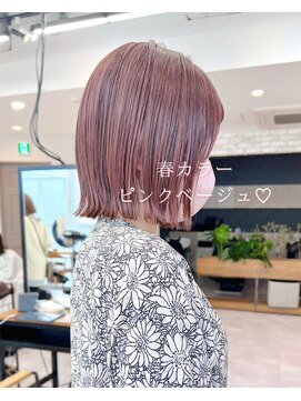 サンド 銀座(sand) 春カラーピンクベージュ☆ぱつっとボブ