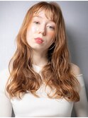 カーキベージュデジタルパーマフェミニンロングv戸頭20代30代