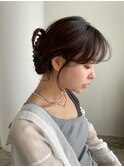 デジタルパーマチェリーブラウンセミロングオリーブグレージュ