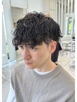 エース 栄矢場町店(Ace) 波巻きスパイラルパーマメンズマッシュツイストブルーブラック