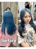 心斎橋プルエクステビフォーアフターセミロングレイヤー
