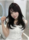 ブルーブラック/就活カラー/ロングレイヤー/顔周りカット/表参道