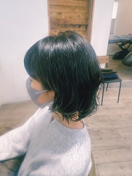 ふんわりロブヘア/ボブパーマ/アッシュブラック