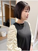 久保田)まるみボブうすめバングブリーチなし暖色系カラー