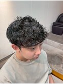 波巻きパーマメンズショート