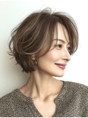 大人ショートレイヤー白髪ぼかし脱白髪染め40代50代60代原宿
