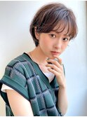 ペールベージュセクションカラーグラデーションカラー外ハネボブ