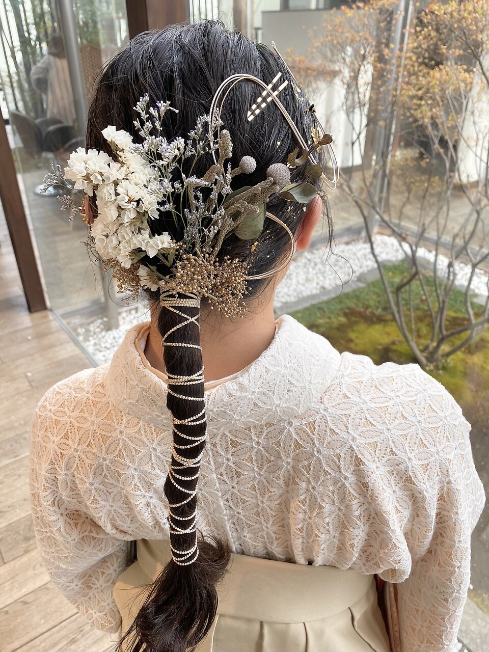 ボタニカル❤ドライフラワーと金箔のシンプルな不規則な氷の水中花