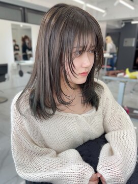 ランテルディ 渋谷(LANTERDIT) 顔周りレイヤーカット　透明感　グレージュ　韓国ヘア　艶カラー