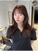 【中澤彩乃】ロングウルフレイヤーパープルブラウン顔まわり前髪
