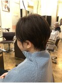 大人可愛い20代30代40代50代黒髪前下がりショートボブ/鹿児島