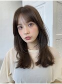 ミディアムレイヤー/ワンカール/前髪カット/髪質改善