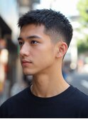 韓国マッシュ スペインカール スパイキーショートブルーブラック