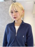 【rizu】ハイトーン/切りっぱなしボブ/ブロンドカラー