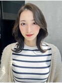 美髪顔周りレイヤーミディアムロングくびれヘア_ba537071