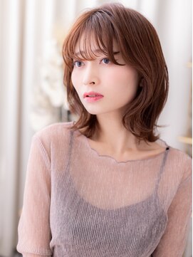 カバーヘア ブリス 志木南口駅前店(COVER HAIR bliss) 大人可愛いローズブラウン外ハネくびれヘアc7志木20代30代40代