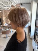 小顔ショートボブ×ハイトーンベージュ11.27