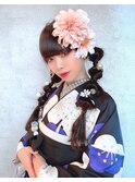 卒業式☆ツイン☆編みおろしヘア☆ポコポコツイン