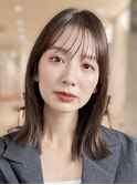 ★くびレイヤーエモージュ小顔レイヤーロンググレーベージュ