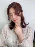 顔周りレイヤー/韓国/ハーフアップ/ミディアム/ツヤ髪