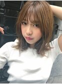 小顔レイヤーミディアム×似合わせカット×メルティカラー[横浜]