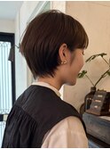 透明感カラー赤み消しブリーチなしショートショートボブ