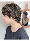 men's［マッシュウルフ前上がりメンズカットパーマ］
