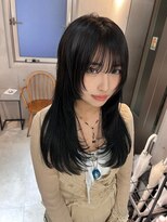 サンド 鹿児島中央(sand)&nbsp;黒髪/グレーベージュ/レイヤーロング/前髪パーマ[鹿児島駅]