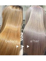 プシュケ(PSYCHE)&nbsp;ラベンダーピンクハイトーン髪質改善トリートメントロングヘア