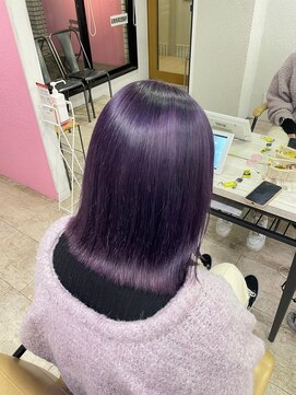 アジールヘア 所沢プロペ通り店(agir hair) セミディ姫カットワンカールアメジストパープルケアブリーチ所沢