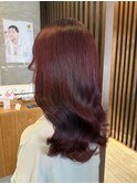ブリーチあり/深めワインレッドカラー