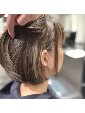 アッシュヘアー 西野店(ASH HAIR) グラデーションボブ×コントラストハイライト