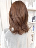 福山市美容室Caary くびれミディ オレンジベージュカラー