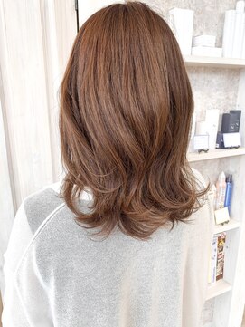 キャアリー(Caary) 福山市美容室Caary くびれミディ オレンジベージュカラー