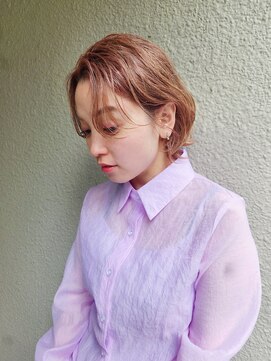 スーハ 恵比寿(SUUHA) モードヘア/セミウェット大人くびれショートボブ/ピンクカラー