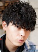 前下がりスパイラルマッシュ/メンズパーマ