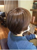 大人上品ショートボブ×白髪ぼかしマロンベージュ30代40代50代