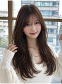 フェミニン 小顔 レイヤーカット 2wayバング モカブラウン