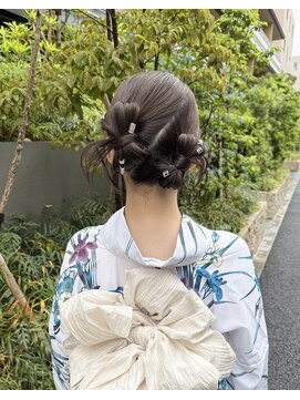 フェリーチェ 六本木店(Felice) 浴衣 タイトヘア カチモリ 着物ヘア リボンヘア 卒業式ヘア